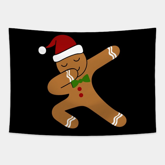 Dabbing Gingerbread Man Christmas Holiday Tapestry by TLSDesigns