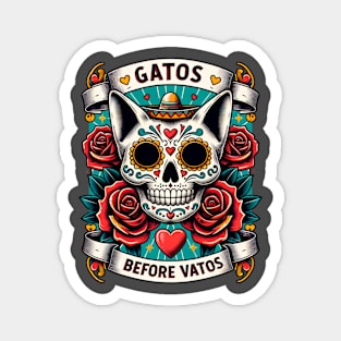 Gatos Before Vatos Skeleton Cat Kitten Lover Grumpy Skull I Never Bought A Ticket To This Show Kitty Skull Magnet