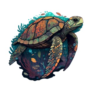 Colorful Swimming Sea Turtle T-Shirt