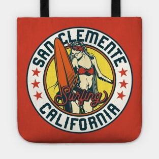 Vintage Surfing Badge for San Clemente, California Tote