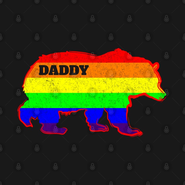 Mens Gay Fathers Day LGBT Rainbow Daddy Bear Pride by brodyquixote