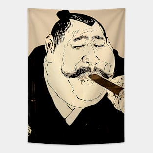 Puff Sumo: Smoke a Cigar and Have a Wonderful Day on a dark background Tapestry