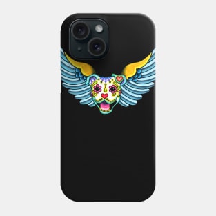 All Pit Bulls go to Heaven - Day of the Dead Winged Pitbull - Sugar Skull Angel Phone Case