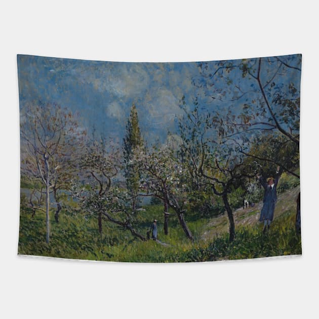 Orchard in Spring, by Alfred Sisley Tapestry by Classic Art Stall