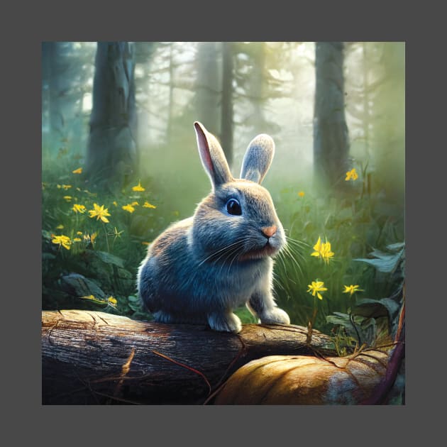 Cute Bunny Rabbit in Woodland by Geminiartstudio