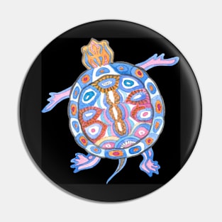 Sea Turtle - Folk Blue & Black Palette Pin