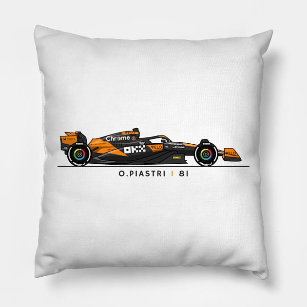 F1  Racing Oscar Piastri Mclaren Fan shirt Pillow by pitshopmerch@gmail.com