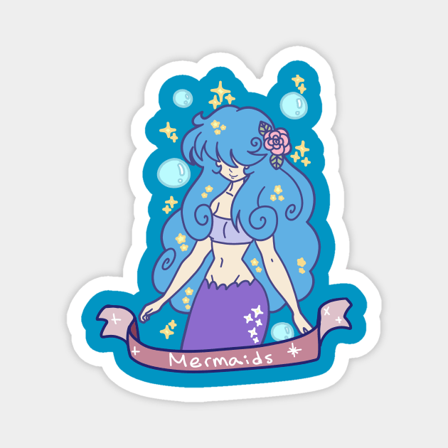 Blue-haired Mermaid Girl Magnet by saradaboru