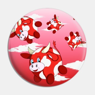 fun red bubble cows in a cloudy sky Pin