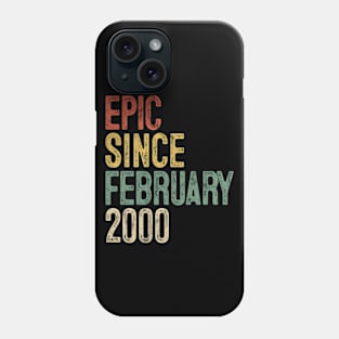 Fun Epic Since February 2000 20th Birthday Gift 20 Year Old Phone Case