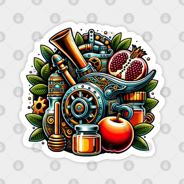 Steampunk Rosh Hashanah Magnet by HolidayBug