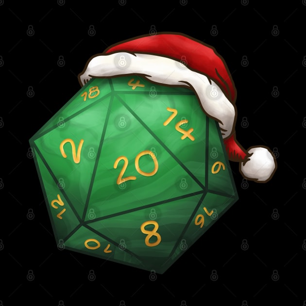 Christmas D20 Dice Green by Takeda_Art