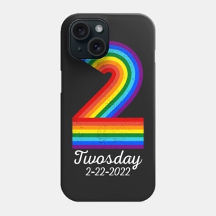 Twosday 2-22-2022 Tuesday Teacher Student Rainbow Two Funny Phone Case