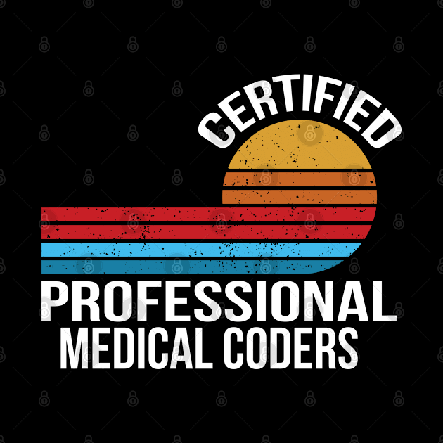 certified medical coder vintage retro sunset by AbstractA