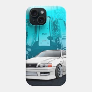 Chaser jzx100 with 1jz engine background, Phone Case