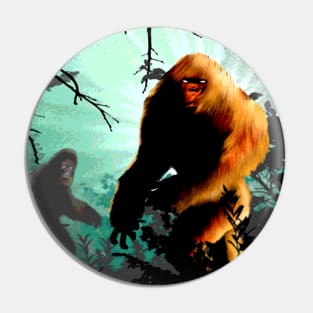 Bigfoot Believe Sasquatch Retro Sci-Fi Vintage Book Cover Cool Forest Pin