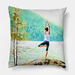 Yoga on Riverbank Pillow