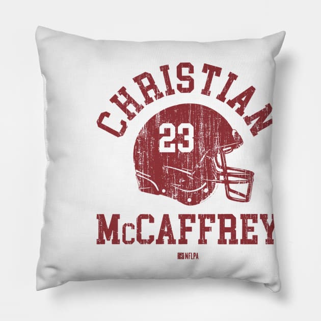 Christian McCaffrey San Francisco Helmet Font Pillow by TodosRigatSot