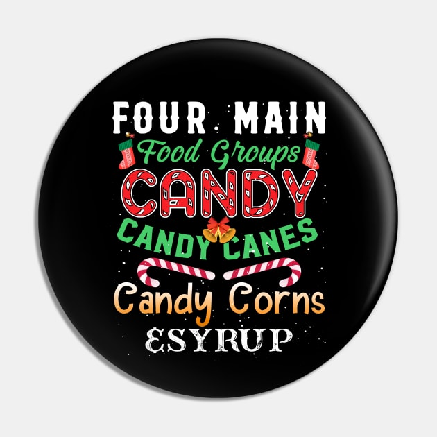 Four Main Food Groups Elf Buddy Christmas Pajama Xmas Pin by lenaissac2