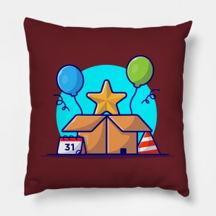 Star In A Box With Balloons Cartoon Vector Icon Illustration Pillow