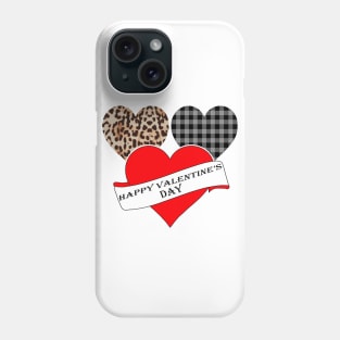 Women's Striped Plaid Printed Heart Valentine's Day Phone Case