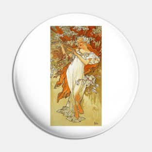 Spring 1896 by Alphonse Mucha (His First Seasons Series) Pin