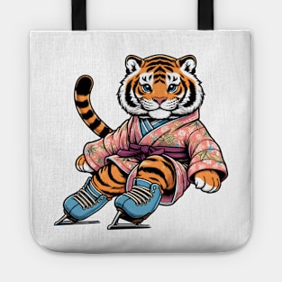 Ice skating Bengal tiger Tote