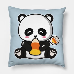 Cute Panda Eating Candy Corn Pillow