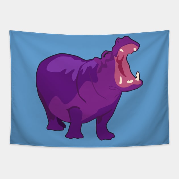 Purple Hippo Tapestry by LyddieDoodles