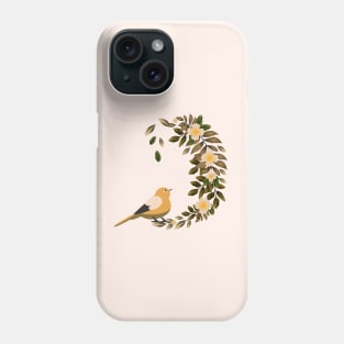 bird sitting on flowers bunch Phone Case