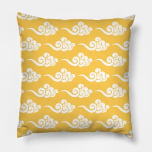 Chinese Clouds Pattern on Yellow Background Pillow