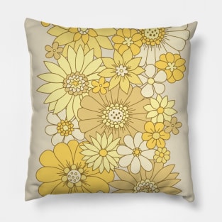 Mellow Yellow Retro Daisy Pillow