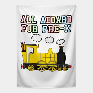 All Aboard For Pre-K Steam Train (Yellow) Tapestry