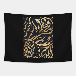 Tiger Fur Pattern (Navy & Gold) Tapestry