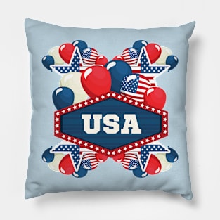 USA Celebration with Balloons and Stars Pillow