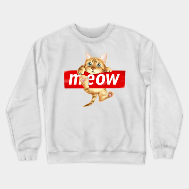 Supreme Cat In The Hat Meow Supreme Cat Crewneck Sweatshirt