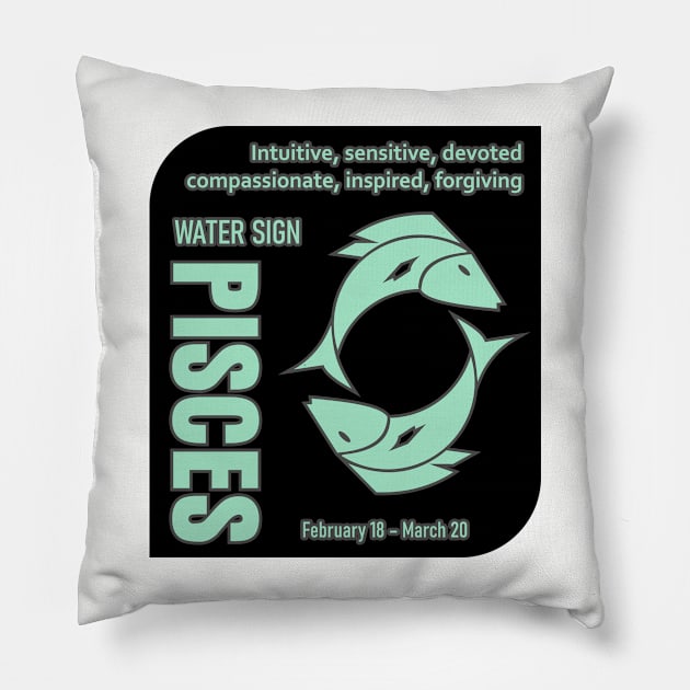 Zodiac Pisces Pillow by Markyartshop