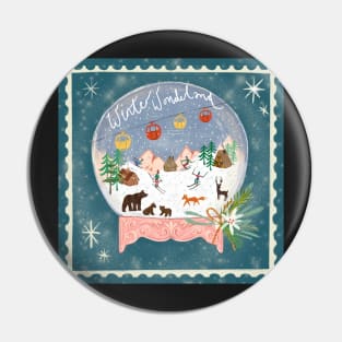 Winter wonderland snow globe Pin