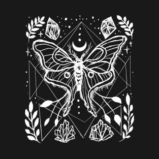 Lunar Moth, Crystals, Sacred Geometry, Witchy, Punk, Goth T-Shirt