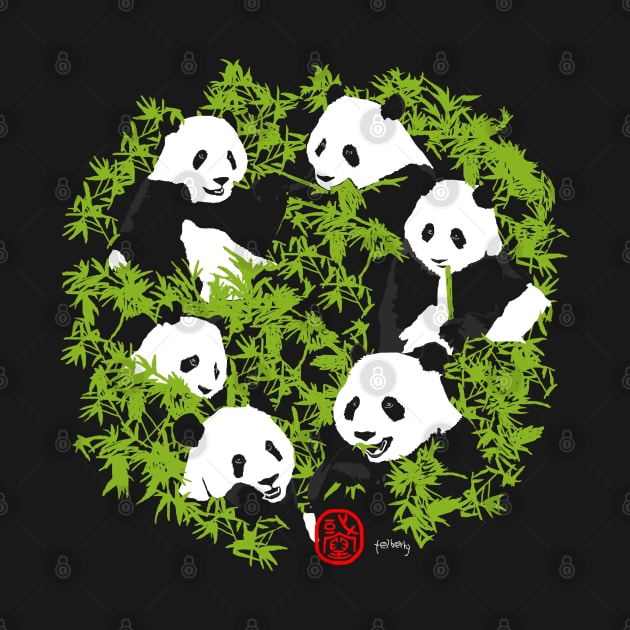 Panda and Bamboo by telberry