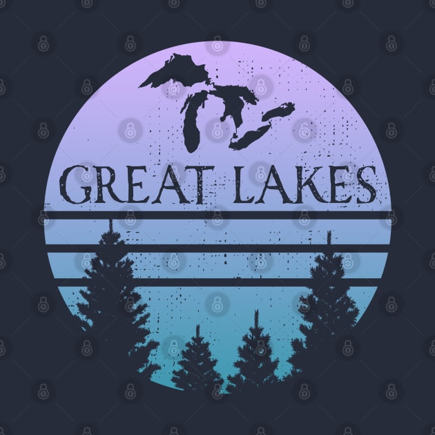 Great Lakes Lake Huron Superior Michigan Erie Ontario Silhouette Souvenir by Pine Hill Goods