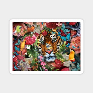 Tiger Tropical Flowers version 3 Magnet