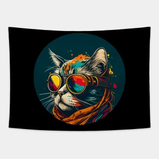 Cat Thinking About Life - Colorful Cat Kitten Lover Tapestry