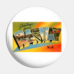 Greetings from Rahway New Jersey, Vintage Large Letter Postcard Pin