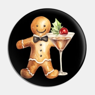 Christmas Gingerbread Man Holding a Cute Glass Pin