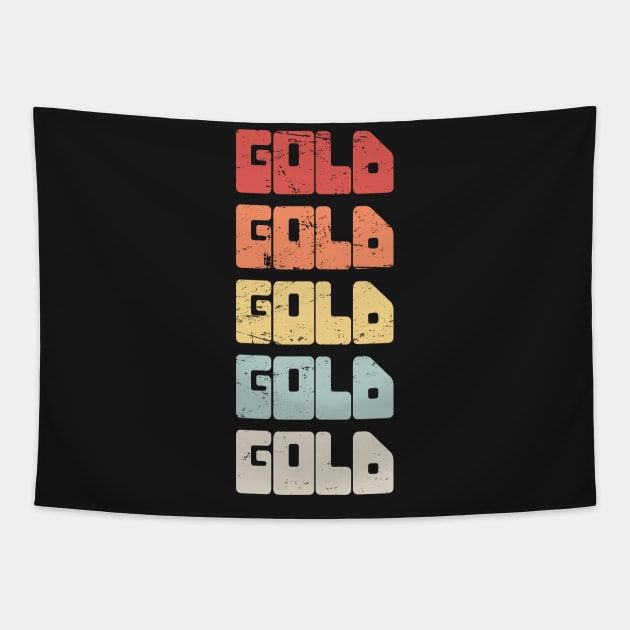 GOLD | Vintage 70s Gold Panning Text Tapestry by MeatMan