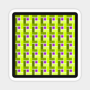 Green toned with purple centre square pattern with rectangular shapes Magnet