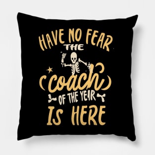 Coach of the year coaching Dad coach ,Skeleton Ice Hockey Pillow