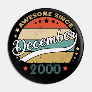 Awesome Since December 2000 Birthday Retro Sunset Vintage Pin