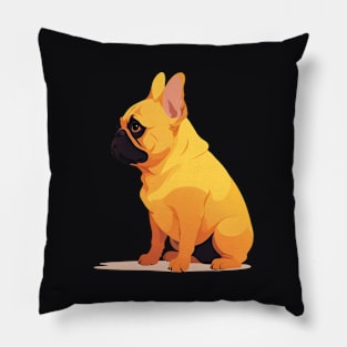 Minimalist Silhouette Yellow French Bulldog Pillow